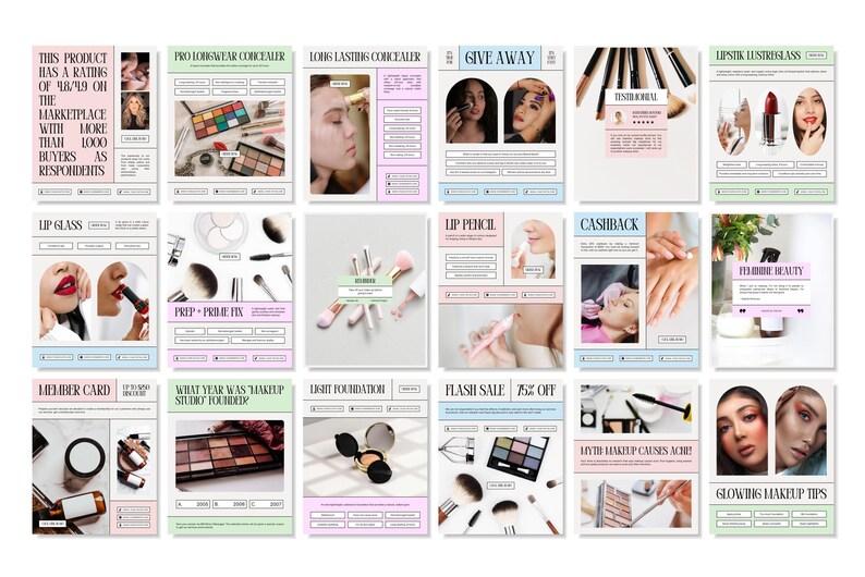 Canva Makeup Instagram Templates: 550 Social Media Designs - Etsy