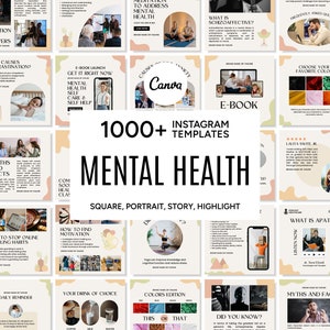 Mental Health Canva Template, Mental Health Social Media Template, Mental Health Instagram Template, Mental Health Posts-Stories-Highlights