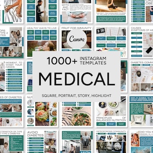 Medical Social Media Templates for Canva, Medical Instagram Templates, Medical Feed, Medical Posts, Medical Stories, Medical Highlight Icons