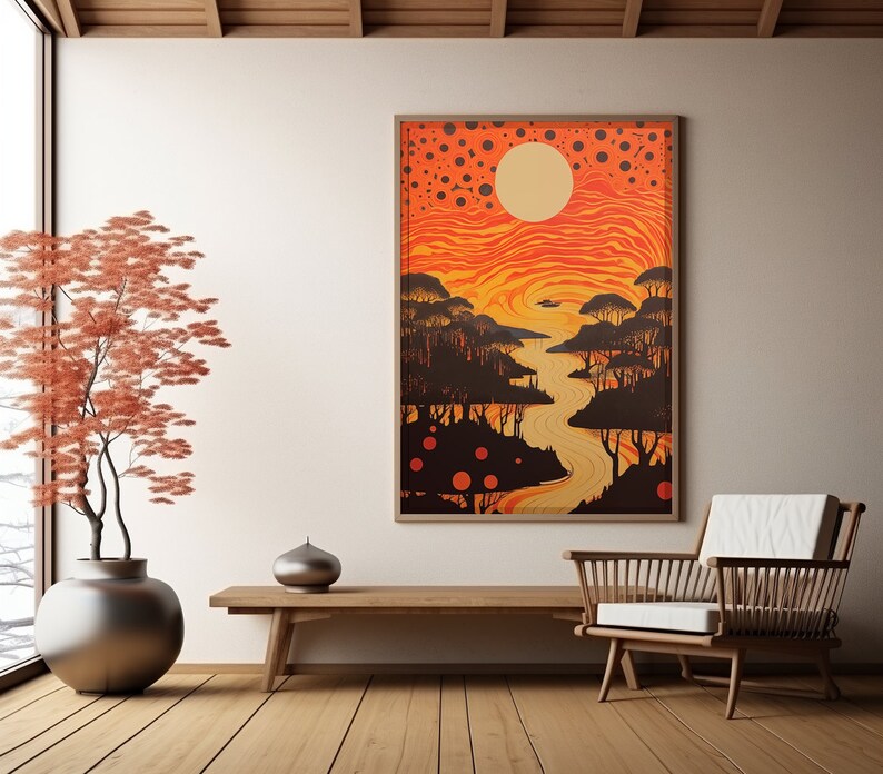 Yayoi Kusama Poster, Yayoi Kusama, Wave Print, Japandi Wall Art, Yayoi