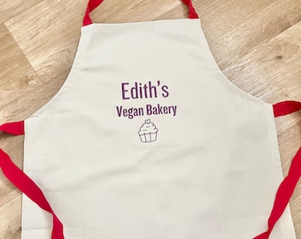 Personalised embroidered children's baking apron | Children's cupcake customised apron | Baking apron personalised gift