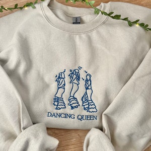 Dancing Queen besticktes Sweatshirt Von Mamma Mia inspirierter bestickter Rundhalsausschnitt Bild 1