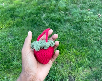 Crochet Strawberry Bag Charm