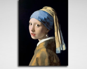 Johannes Vermeer Girl with a Pearl Earring Giclee Print Reproduction Painting Large Size Canvas Paper Wall Art Poster Ready to Hang Frame