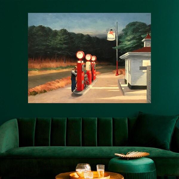 Edward Hopper Tankstellenkunst, moderne Wandkunst, extra große Wandkunstrolle, Leinwanddruck, neues Geschenk