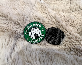 Coffee Cat Enamel Pin, Kawaii Cat Lover Gift