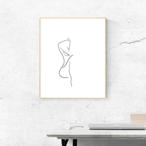Woman Line Drawing Art Print - &quot;Half&quot;, Minimalist Line Art, Female Body Print, Modern Line Poster, Feminist Art, Digital Download