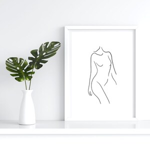 Woman Line Drawing Art Print - &quot;Turn&quot;, Minimalist Line Art, Female Body Print, Modern Line Poster, Feminist Art, Digital Download