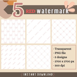 Red Watermark Overlay, Transparent PNG, 5 Designs (digital Download) - Etsy