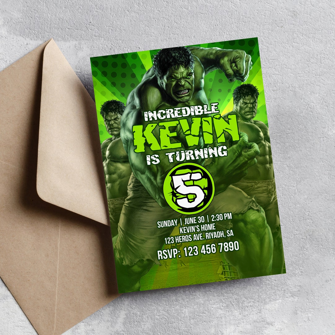 Customizable Hulk Birthday Invitation Cards Kid Birthday Etsy