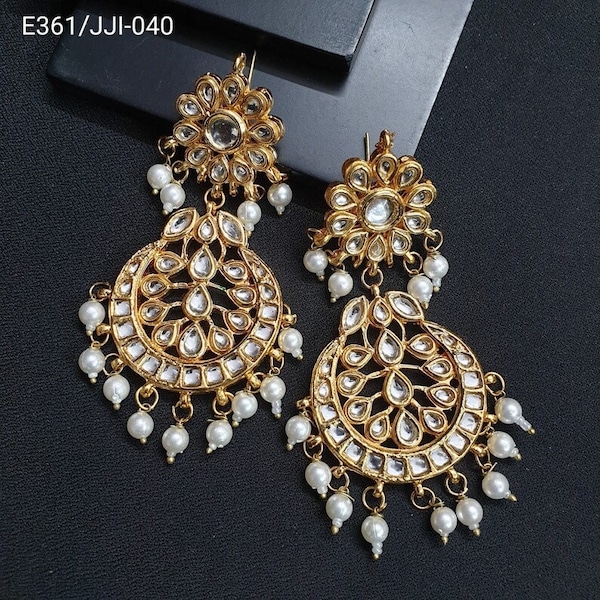 Golden earring/ Indian Jewelry/ Jhumki/ Indian Earrings/ Pakistani Jewelry/ Bollywood Jewelry/ Punjabi Jewelry / Chandelier Earrings