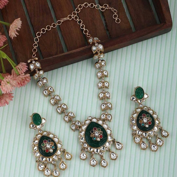 Carved Green, Kundan CZ ,Carved Turquoise Mint/Designer Sabyasachi Jewelry Set,Polki Diamond Choker,Sabyasachi Inspired Jewelry Set