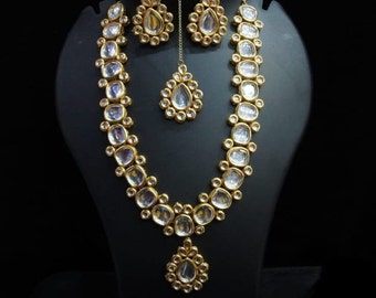 Gold-Plated Traditional Kundan Necklace Jewellery Set for Women/ Weeding Necklace/ Party necklace Set