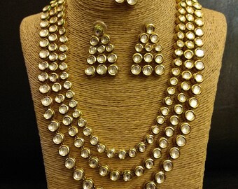 Gold-Plated Traditional Kundan Necklace Jewellery Set for Women/ Weeding Necklace/ Party necklace Set