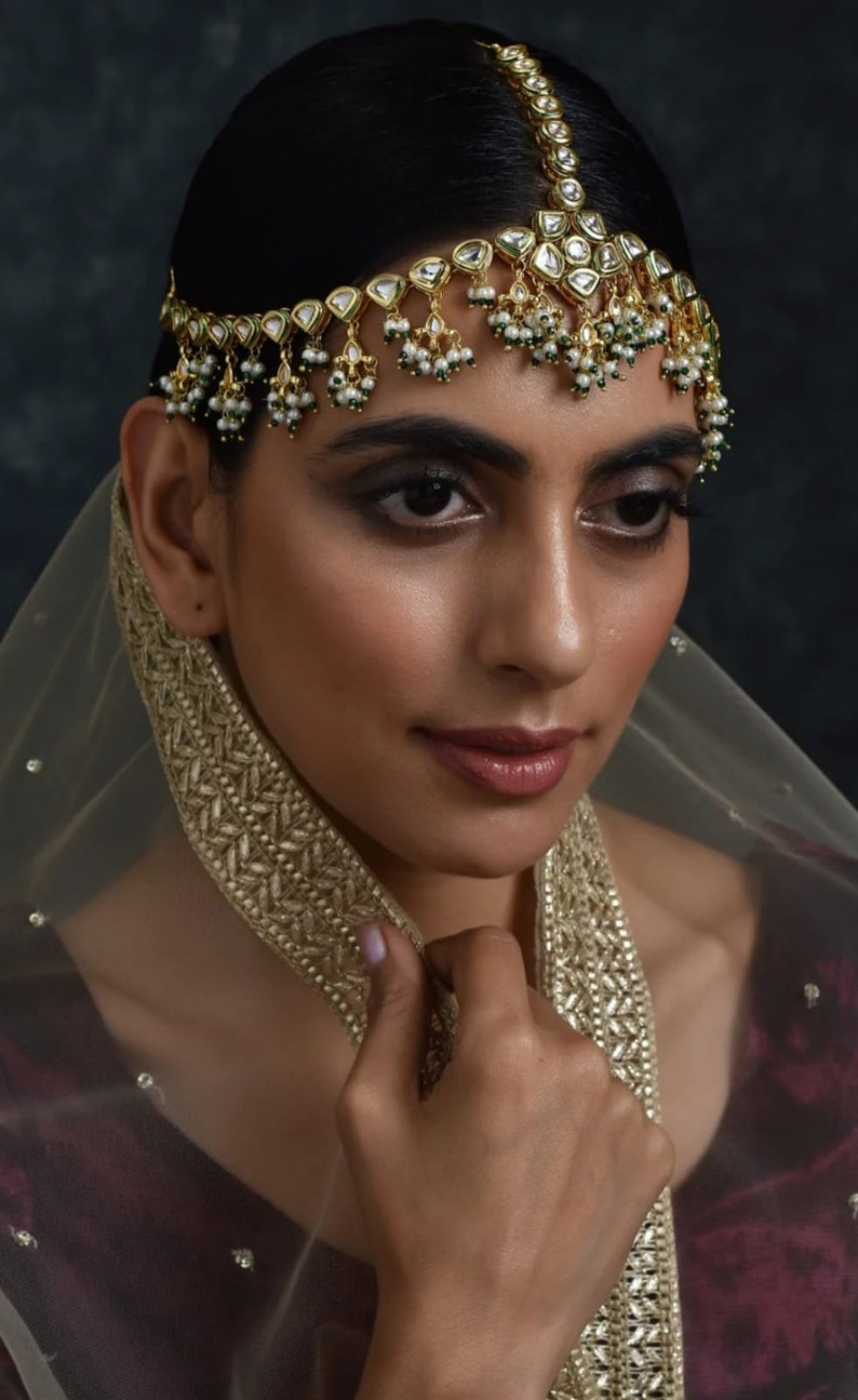 Kundan Studded Matha Patti, White Gold Plated Matha Patti, Headchain