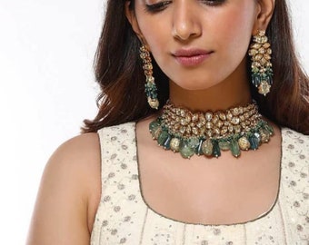 Kundan Necklace, Rajsathani jewelry,ad choker, Indian jewelry, Sabyasachi wedding necklace,engagement necklace,wedding set,kundan choker