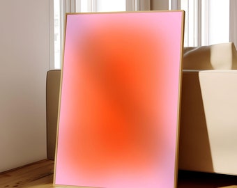 Abstract Gradient Blur Poster, Soft Pink Orange Wall Art, Contemporary Interior Decor As Housewarming Gift For Her Modern Space Age Room