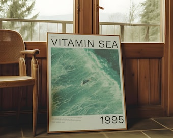 Surf Magazin Retro Poster, Surfer Cover, Sommer 1995 Druck, Strand Haus Innen Dekor Trend, große Welle, Vitamin Sea Art, Instant Download