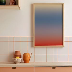 Abstract Gradient Blur Poster, Soft Red Blue Wall Art, Trendy Ombre Print, Modern Interior Decor As Housewarming Gift For Minimalistic Style