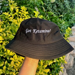 KETAMINE BUCKET HAT, rave bucket hat, afters, ketamine shirt, rave accessories, festival bucket hat, embroidered bucket hats