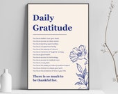 Daily Gratitude Printable Wall Art, Affirmations Wall Decor, Growth Mindset Quote, Dorm Room Decor, Aesthetic Poster, Retro, Thankfulness