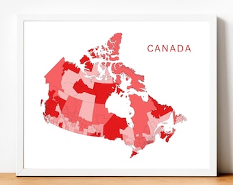 Canada Map Poster Print, Minimalist Wall Art, Office Decor, Canada Day Decor, Home Decor, Country Maps, Homeschool, Teaching Tools