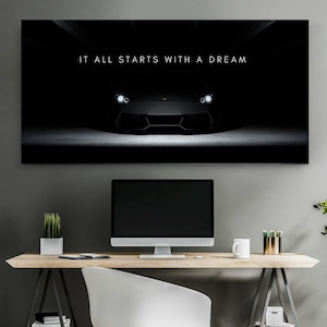 Motivational Poster Digital Print - Inspirational Quote Artwork - Printable Office and Gym Decor Wall Art - It All Started With A Drem