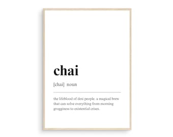 Chai Punjabi Definition Print Hindi Word Poster South Asian Gift Desi Wall Art Funny Punjabi Gifts Desi Family Present Desi Illustrations