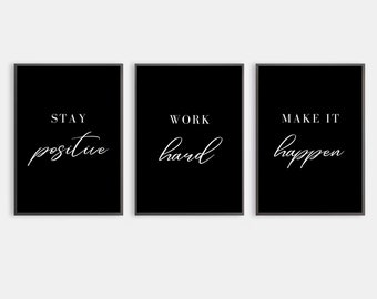 Motivational Poster Digital Print - Inspirational Quote Artwork - 3 Pack Bundle - Printable Office Decor - Aesthetic Wall Art - Printable