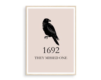 1692 They Missed One Print Salem Witch Trials Printable Wall Art Halloween Decor Vintage Salem Decor Halloween Print Salem Massachusetts Art
