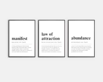 Manifest Wall Art Law of Attraction Print Home Office Decor Manifestation Definition Print Motivational Wall Art Affirmation Wall Art Trendy
