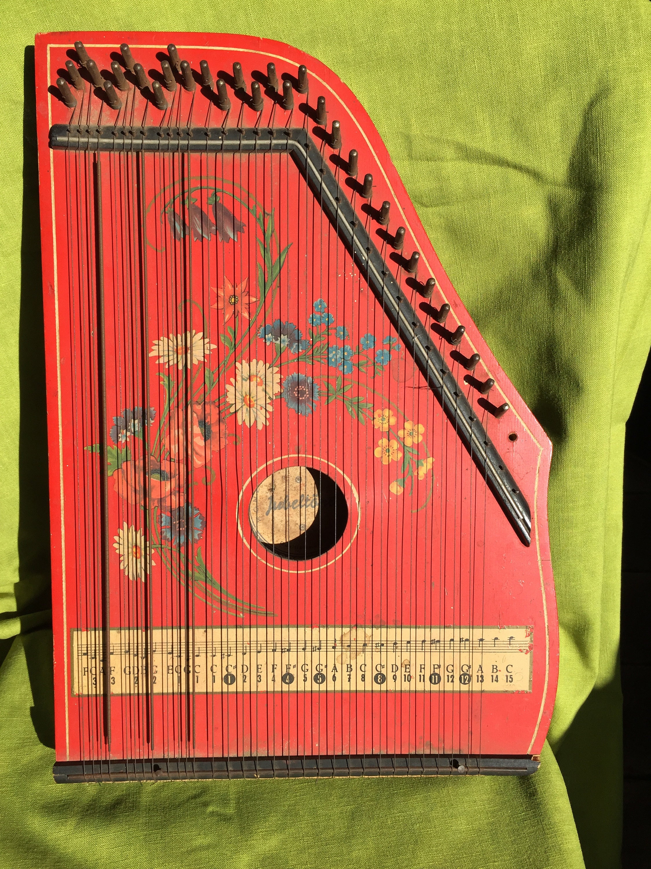 Antique Vintage 1970s Jubel Tone East German Autoharp Zither 33 String Wooden Musical Instrument
