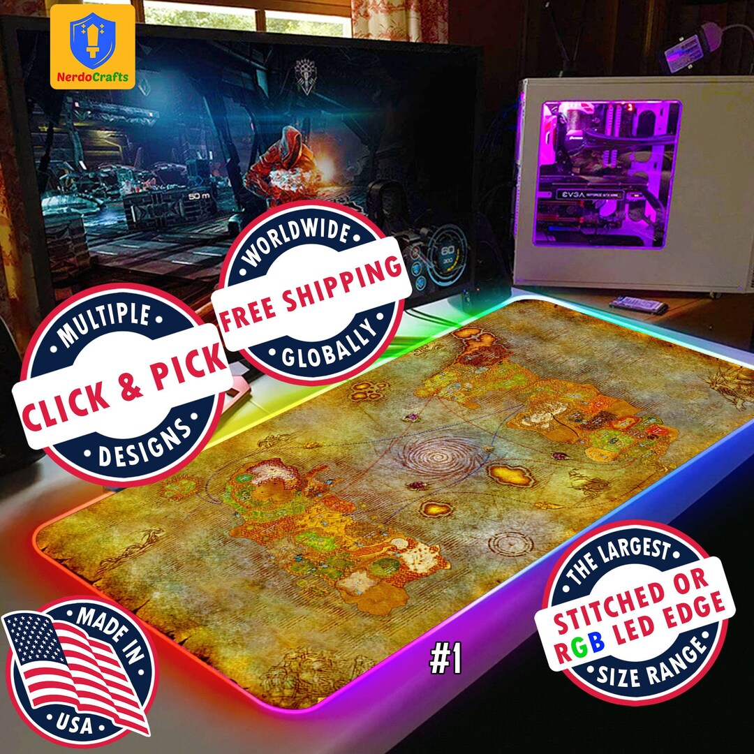 World of Warcraft Map Mouse Pad Azeroth Gaming Desk Mat Wrath Etsy UK