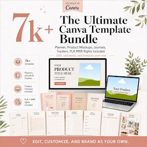 Ultimate Canva Template Bundle | 7K+ Planners, Journals, Mockups (PLR MRR)