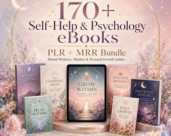 Bundel met meer dan 170 e-books over zelfhulppsychologie | Mentaal welzijn, mindsetontwikkeling (PLR MRR)