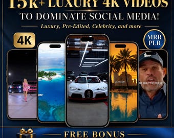 15000+ Luxury 4K Reels, Faceless Content Bundle, Lifestyle Clips (Digital Download)