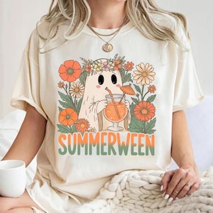 Ghost Summer Halloween Shirt, Funny summer Halloween Shirt, Vintage Summer Tee, Halloween cocktail summer Shirt, Retro Halloween Shirt