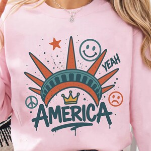 4th of July Statue of Liberty PNG: Graffiti America Design (Digital Download)