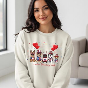 Patriotic Dog Sweatshirt: 4th of July American Flag Pups Tee