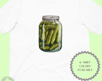Pickle Jar T-Shirt, Simple Graphic Tee, Funny Foodie Gift, Pickle Lover Shirt, Minimalist Kitchen Art, Whimsical Snack Tee, Cute Food Top