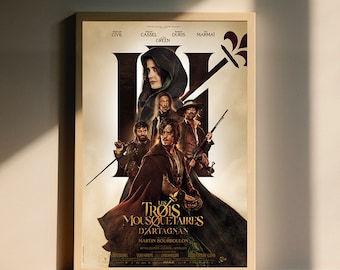 Affiche du film Les trois mousquetaires d'Artagnan 2023, décoration d'art murale, décoration d'intérieur, sans cadre