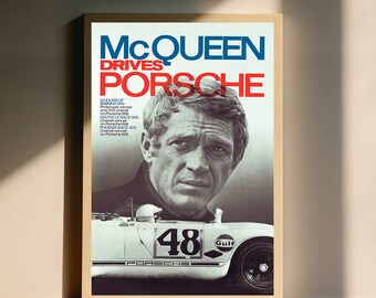 Vintage Porsche Motor Racing Canvas Poster, Wall Art Decor, Home Decor, No Frame
