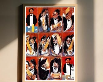 Plakat Guy Buffet „The Making Of Perfect Martini”, dekoracja ścienna w stylu vintage, dekoracja baru, bez ramki