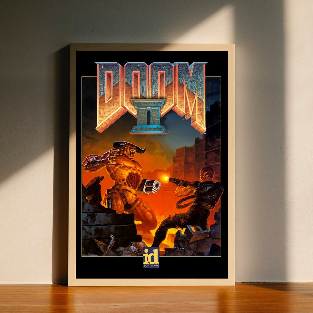 Doom 2 Hell on Earth Video Game Canvas Poster, Wall Art Decor