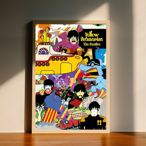 The Beatles Yellow Submarine Collage Canvas Poster, Wall Art Decor, Home Decor, No Frame