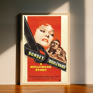 Sunset Boulevard. Filmcanvas filmposter 1950, muurkunstdecor, woondecoratie, geen lijst