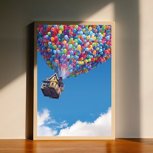 Pôster em tela do filme "Up Pixar Balloons", decoração de parede, decoração para casa, sem moldura