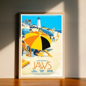 Cartaz de tela do filme Jaws Mondo, decoração de arte de parede, decoração de casa, sem moldura