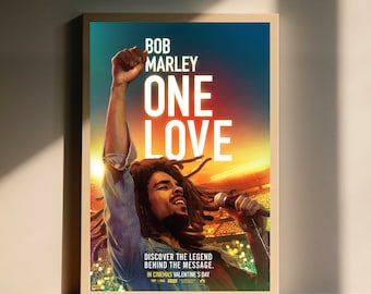 Affiche du film Bob Marley One Love (2024), art mural, décoration d'intérieur, sans cadre