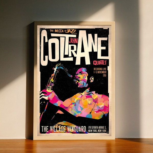Affiche vintage de concert de jazz de John Coltrane, téléchargement numérique